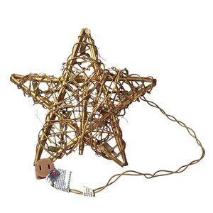 Gold Grapevine Christmas Star Lighted Holiday Decor Festive Nativity Tree READ
